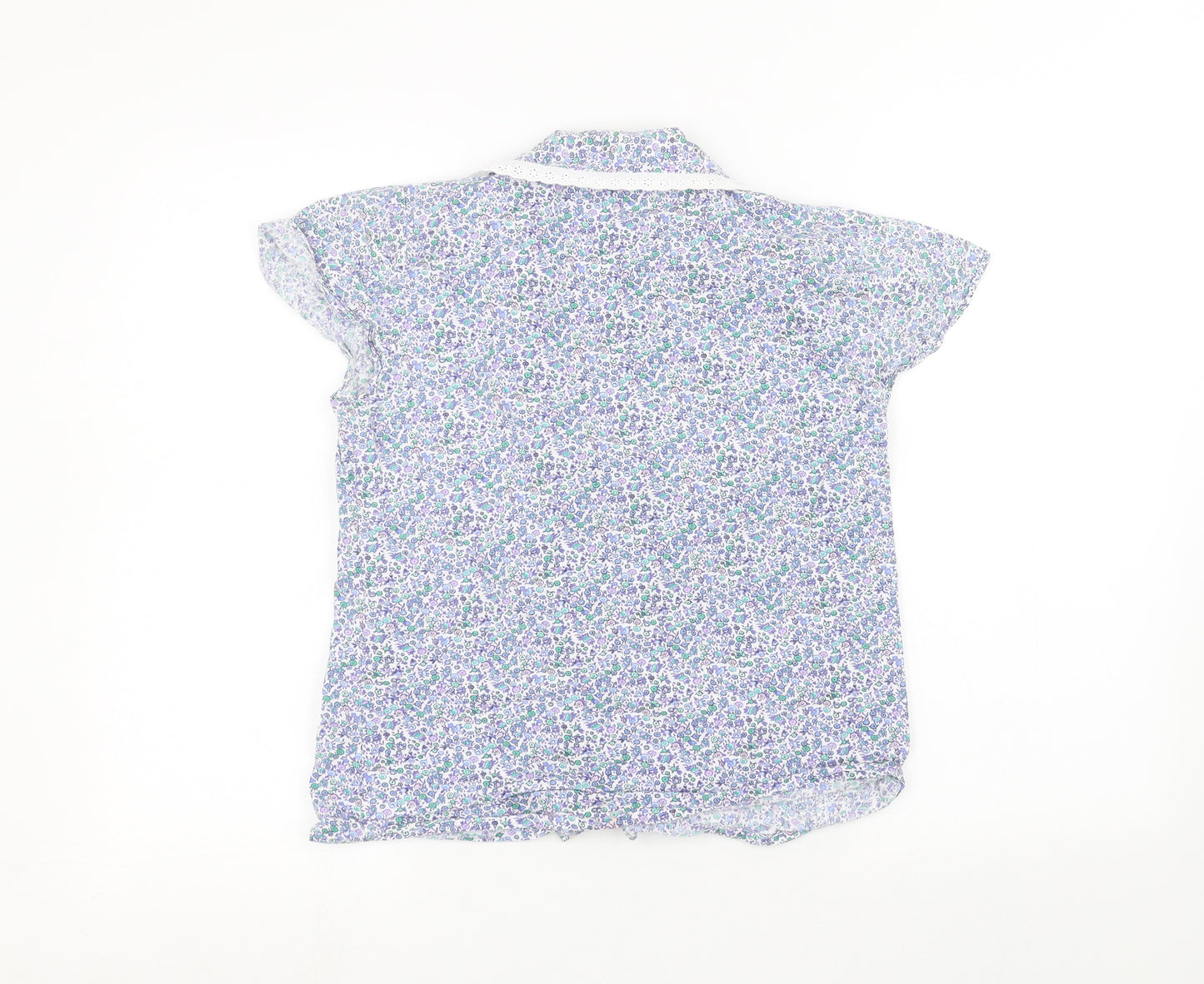 Secret Womens Blue Floral  Basic Button-Up Size S