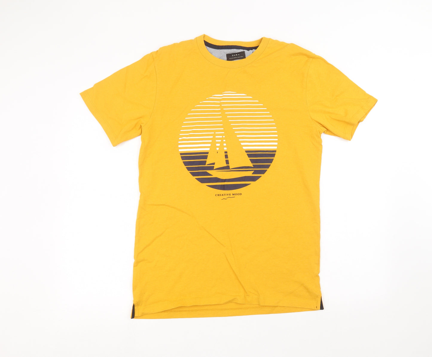 Zara Mens Yellow    T-Shirt Size S