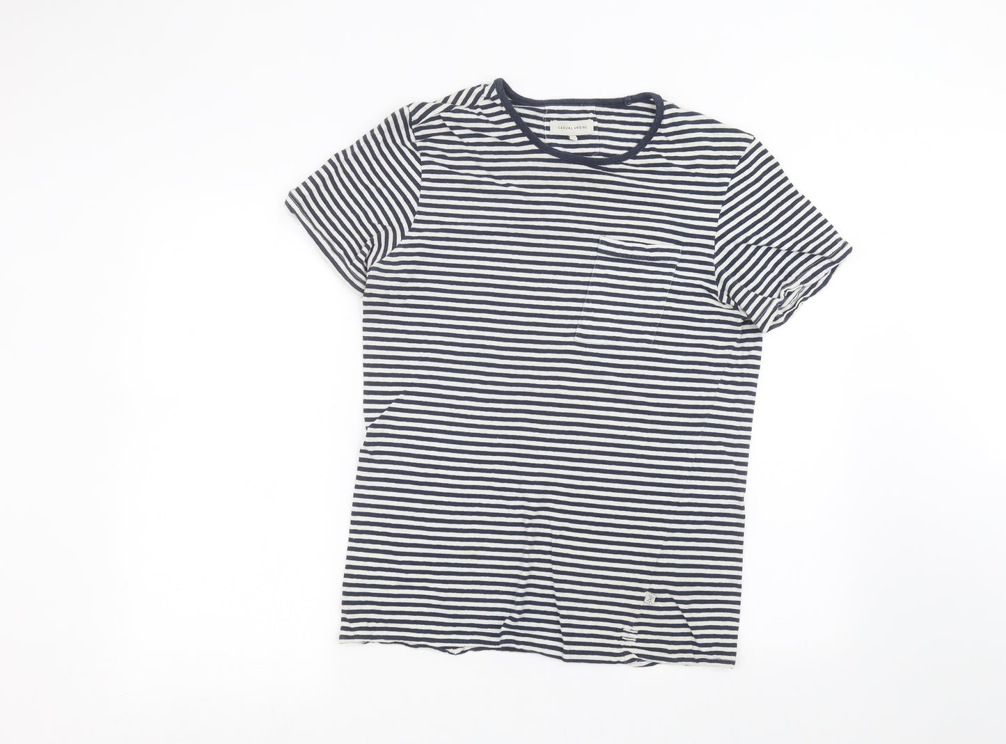 casual friday Womens White Striped  Basic T-Shirt Size M