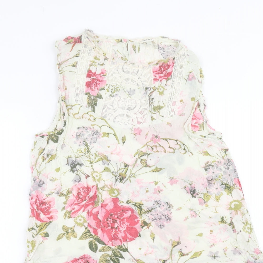 River Island Womens White Floral  A-Line  Size 16