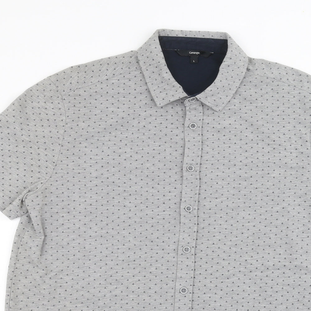 George Mens Grey Polka Dot   Dress Shirt Size L