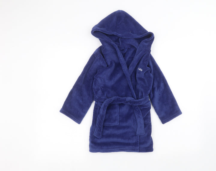 Preworn Boys Blue Solid Robe Size 4-5 Years