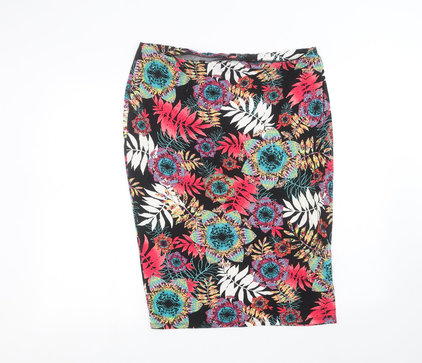 George Womens Black Floral  A-Line Skirt Size 18