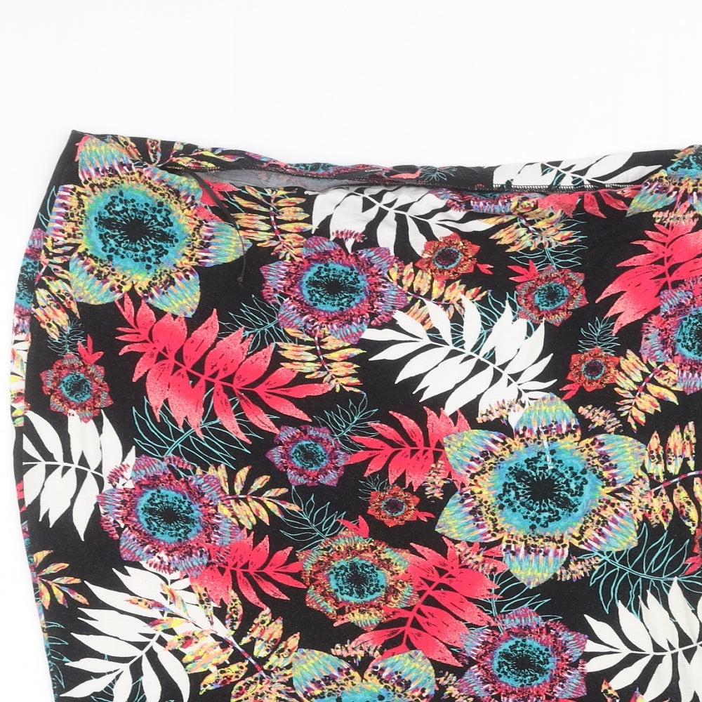 George Womens Black Floral  A-Line Skirt Size 18