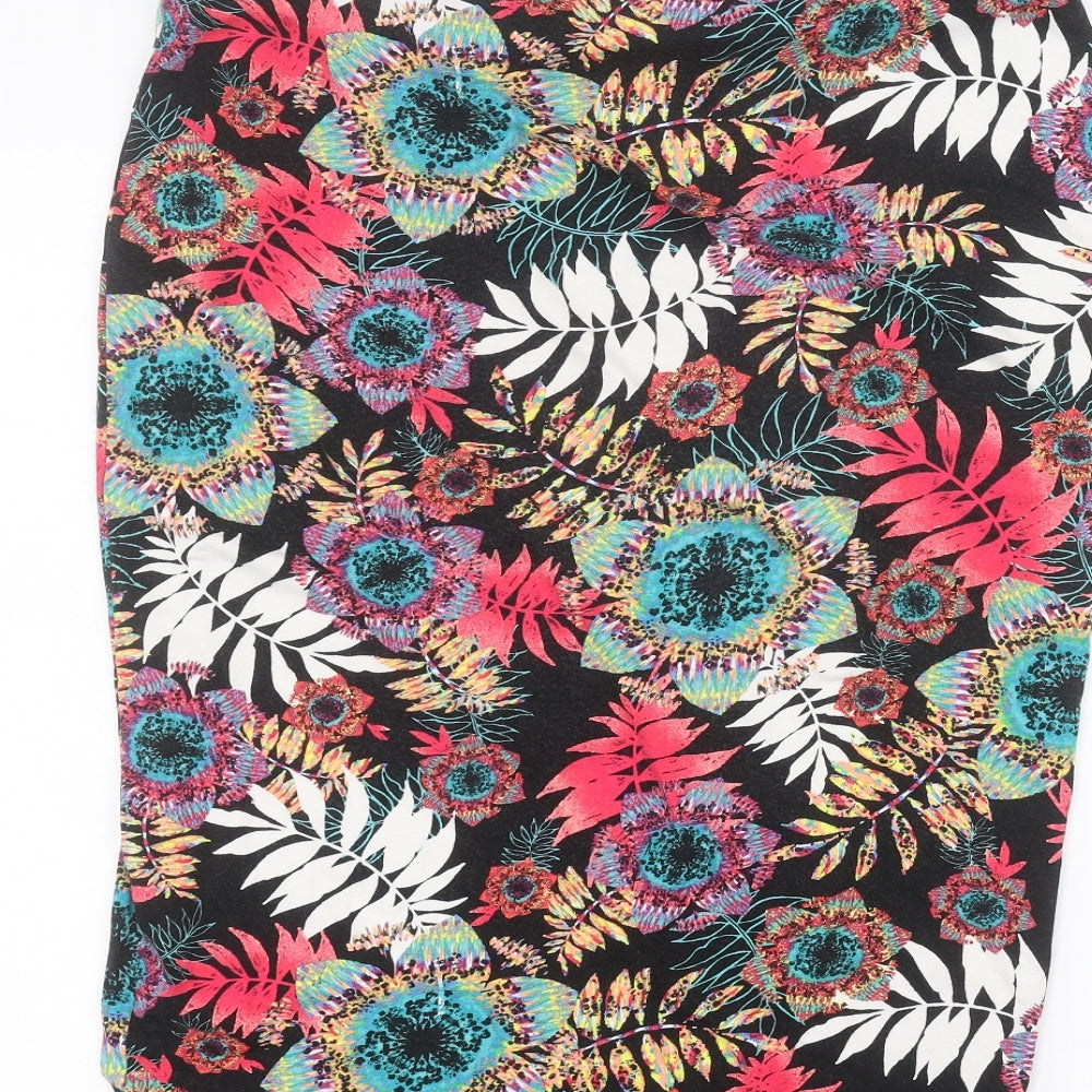 George Womens Black Floral  A-Line Skirt Size 18