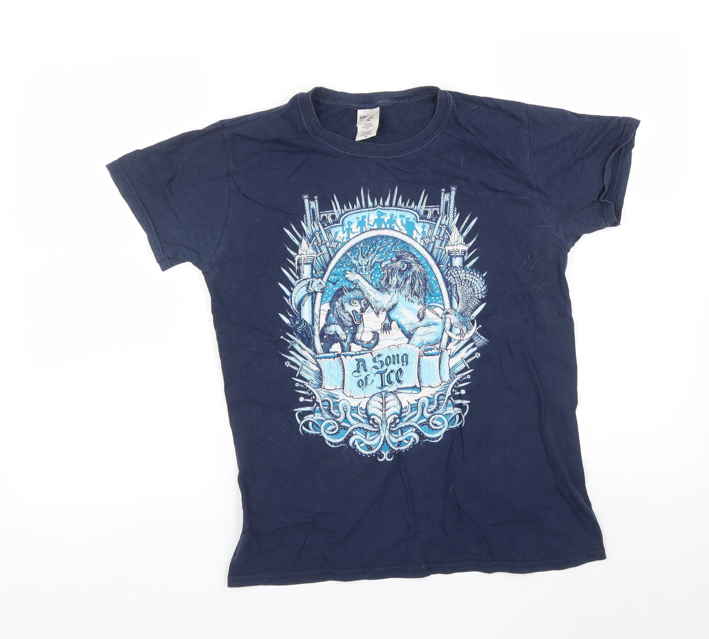 Gildan Mens Blue    T-Shirt Size S