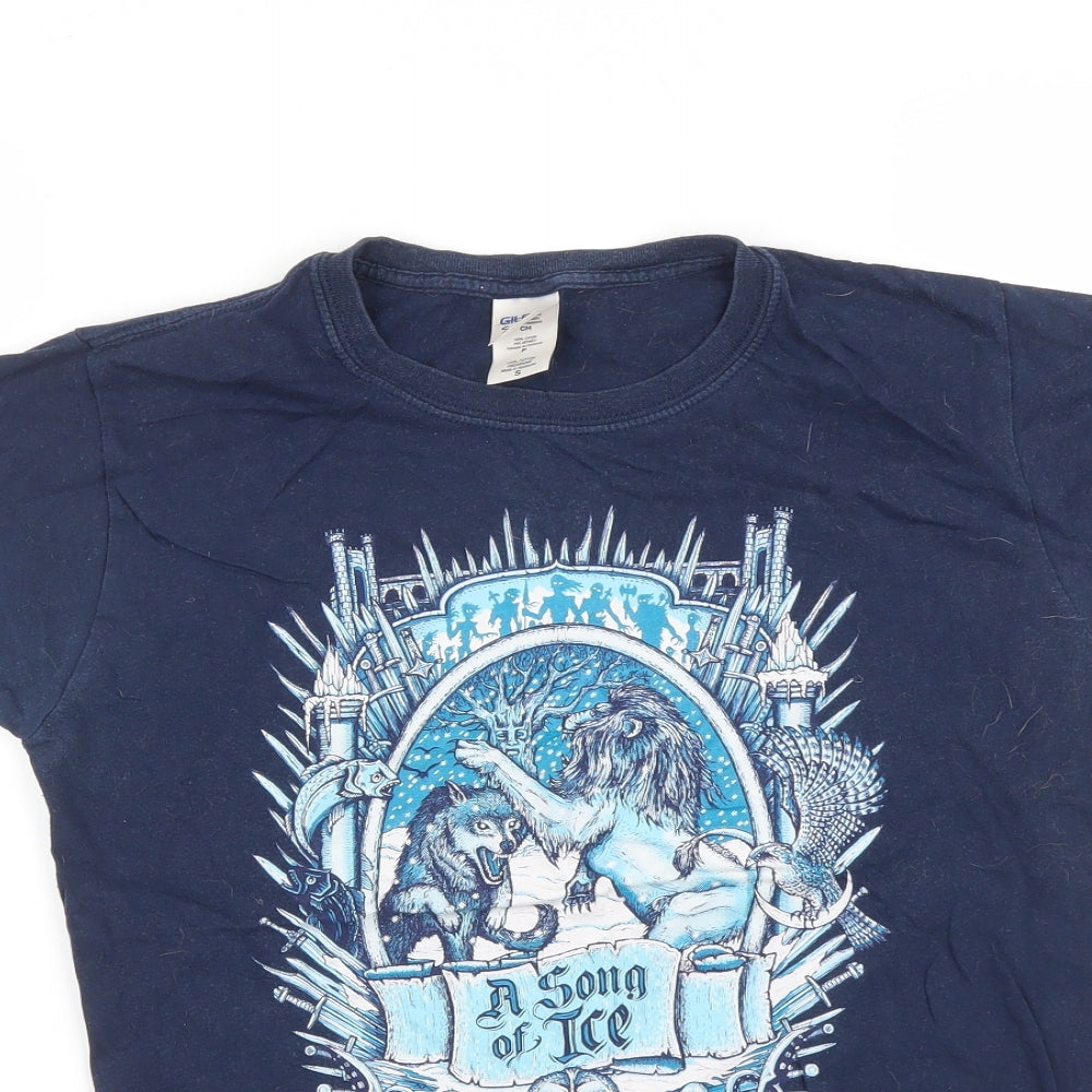 Gildan Mens Blue    T-Shirt Size S