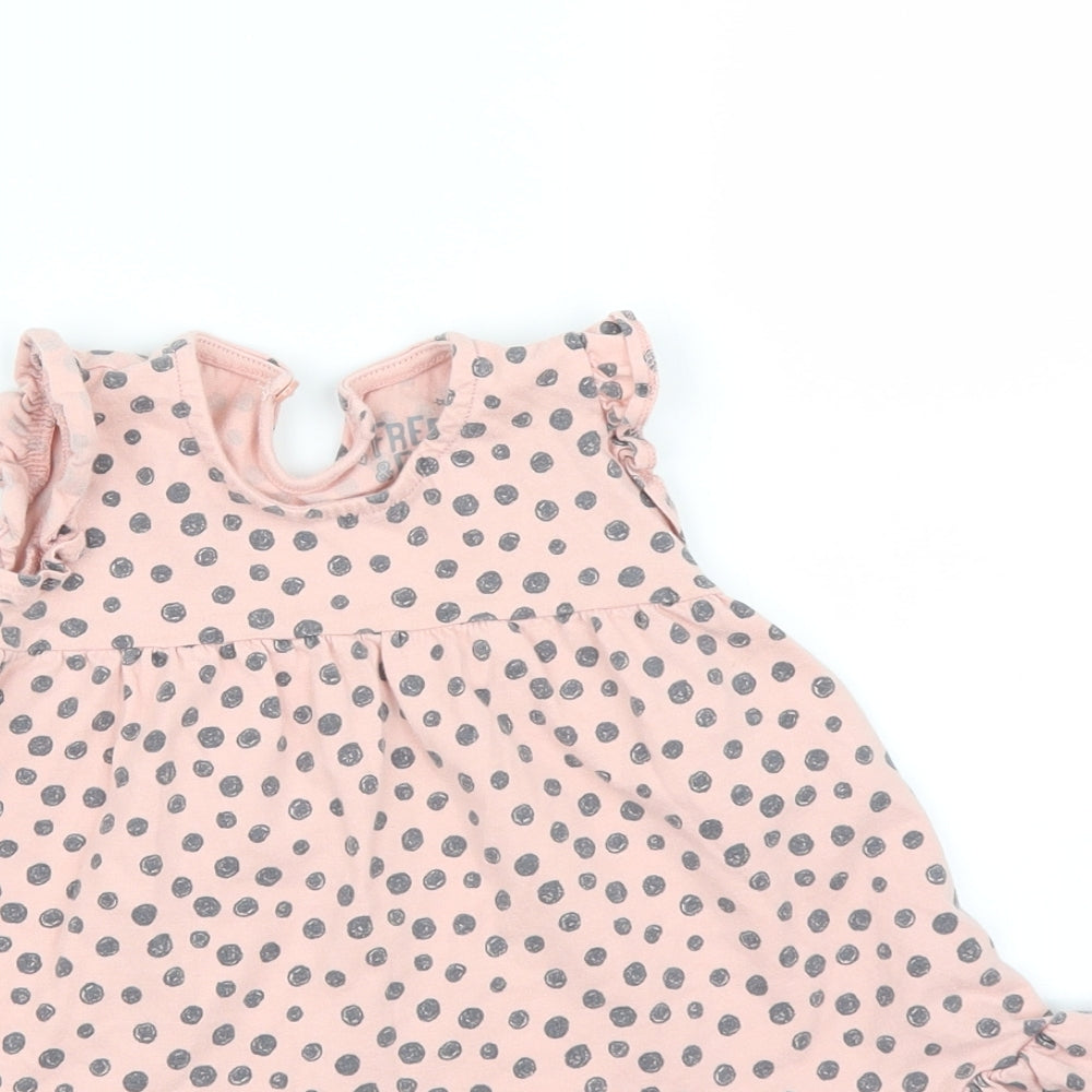 FRED & FLO Girls Pink Polka Dot  Basic T-Shirt Size 12-18 Months