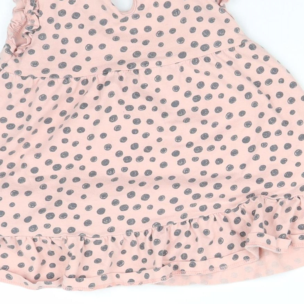 FRED & FLO Girls Pink Polka Dot  Basic T-Shirt Size 12-18 Months
