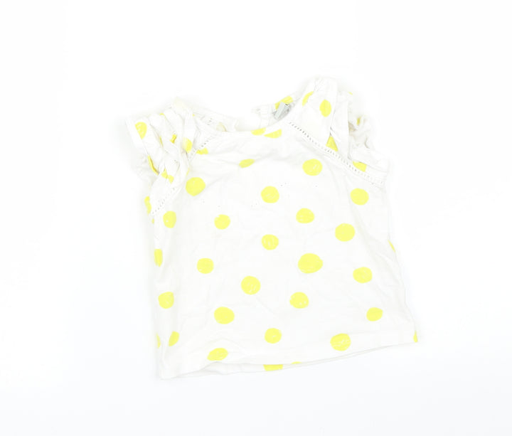 TU Girls White Geometric Basic T-Shirt Size 12-18 Months