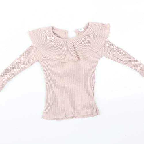 Preworn Girls Pink Striped  Basic T-Shirt