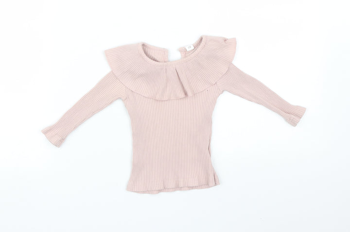 Preworn Girls Pink Striped  Basic T-Shirt