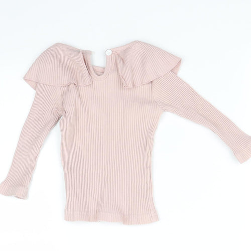 Preworn Girls Pink Striped  Basic T-Shirt