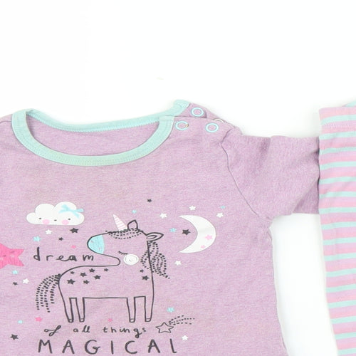 TU Girls Multicoloured Striped   Pyjama Set Size 12-18 Months