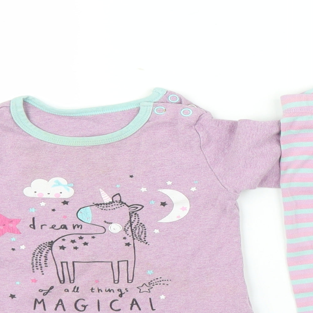 TU Girls Multicoloured Striped   Pyjama Set Size 12-18 Months