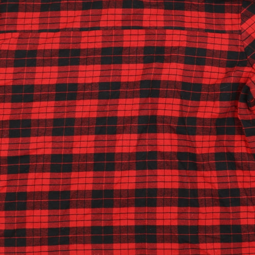 Allegra K Womens Red Check  Basic Button-Up Size XL