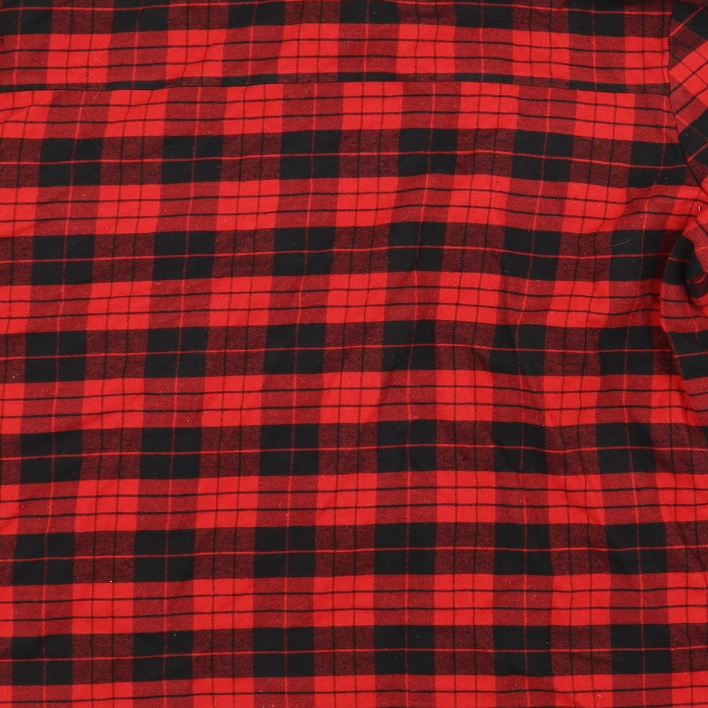 Allegra K Womens Red Check  Basic Button-Up Size XL