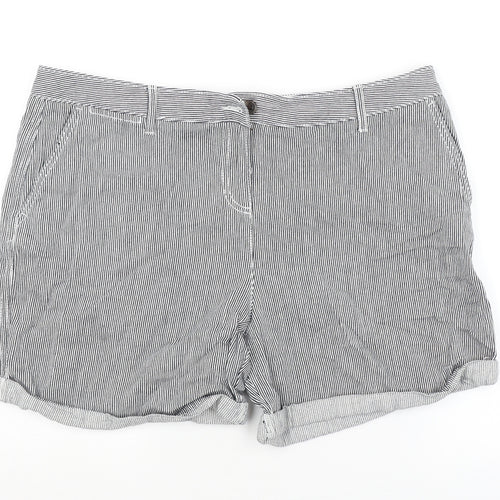 NEXT Womens Grey Striped  Hot Pants Shorts Size 16