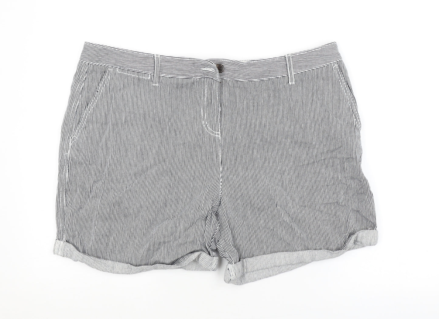 NEXT Womens Grey Striped  Hot Pants Shorts Size 16