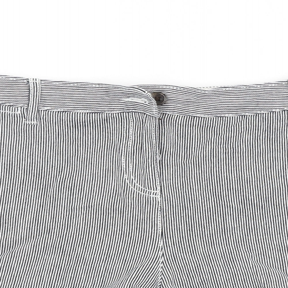 NEXT Womens Grey Striped  Hot Pants Shorts Size 16