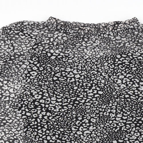 Preworn Womens Black Animal Print  Basic Blouse Size 14