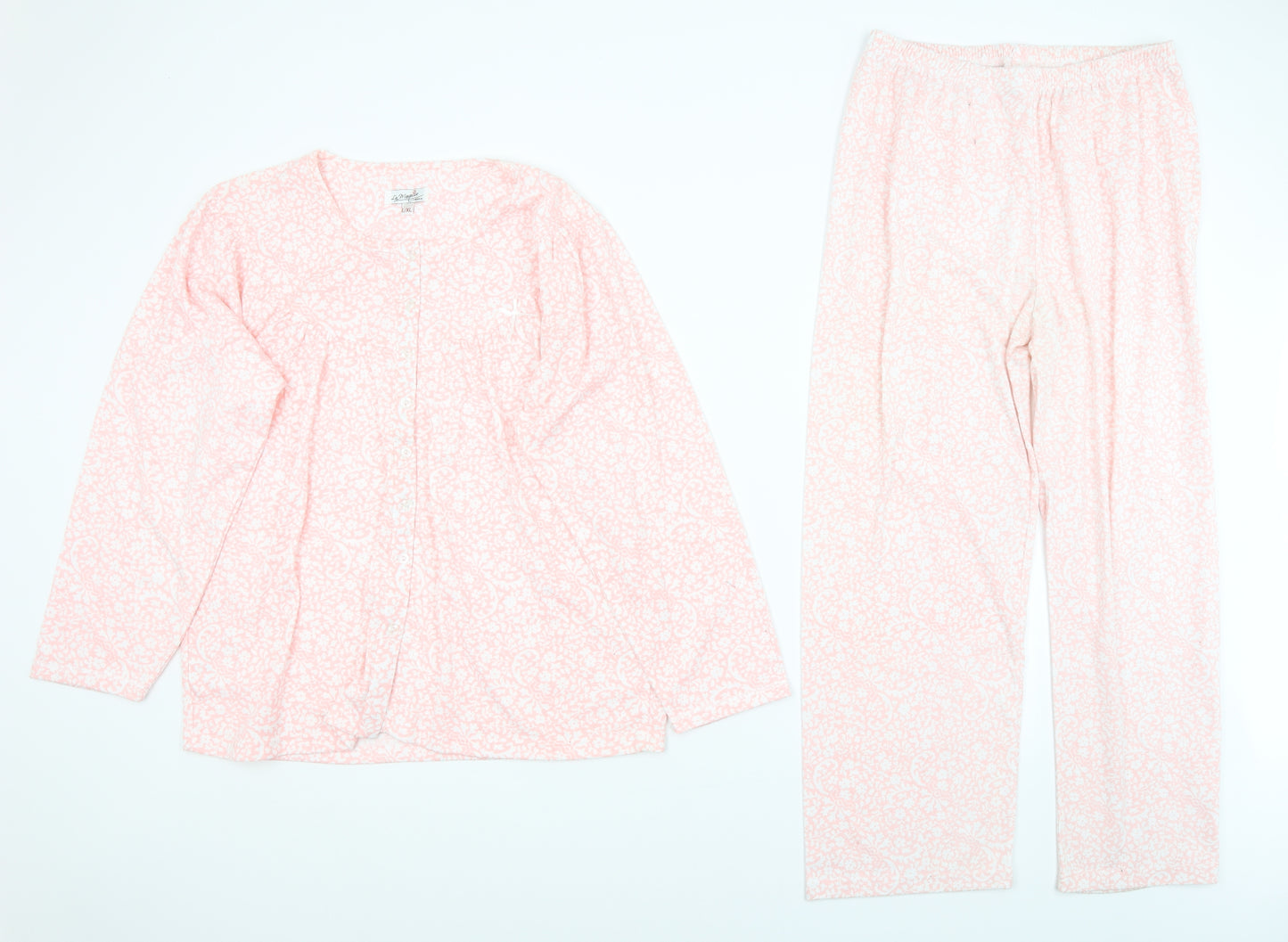 La Marquise Womens Pink Floral   Pyjama Set Size L
