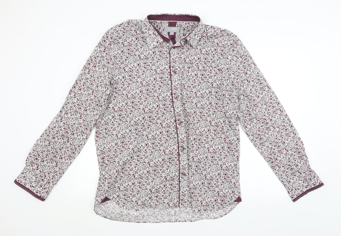 STVDIO Mens Purple Floral   Button-Up Size XL