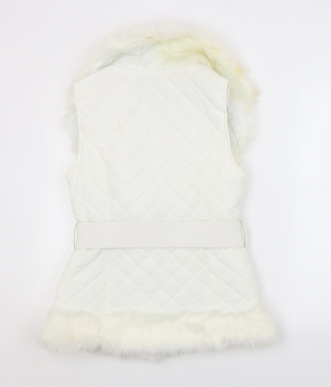 IZABEL Womens White Argyle/Diamond  Puffer Jacket Waistcoat Size 10