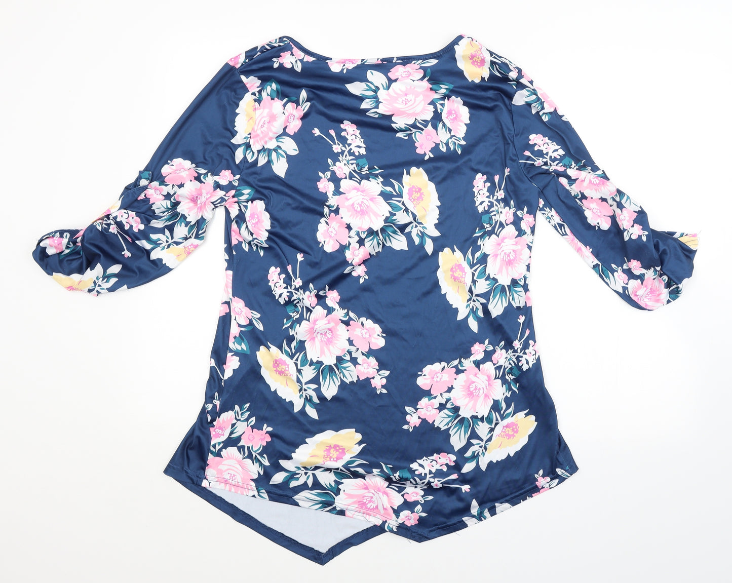 Preworn Womens Blue Floral  Basic Blouse Size L