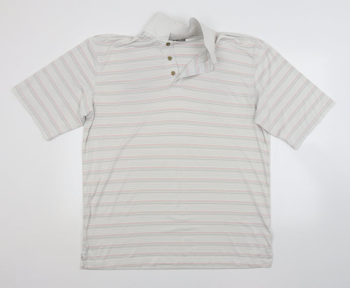 Kirkland Mens White Striped Polo Size L