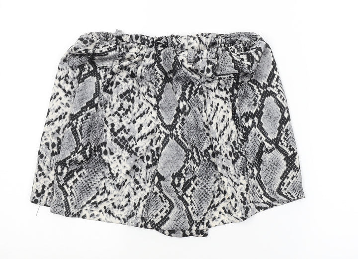 Rebellious Womens Grey Animal Print Hot Pants Shorts Size 10