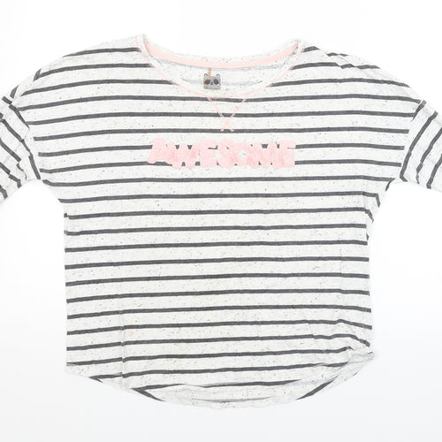 George Womens White Striped  Basic T-Shirt Size 8