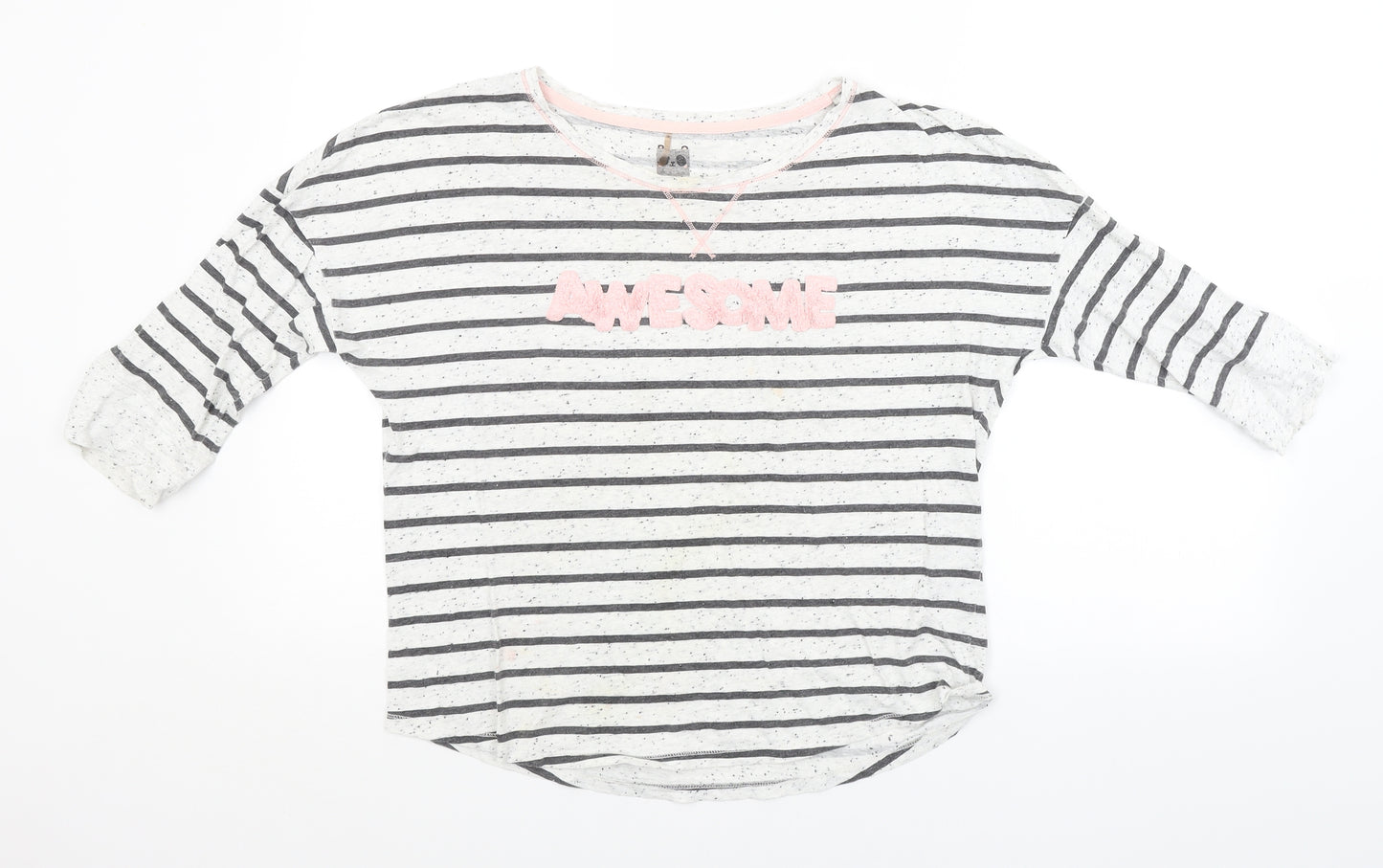 George Womens White Striped  Basic T-Shirt Size 8