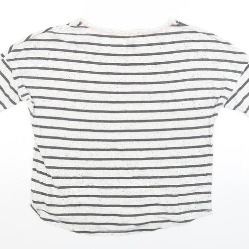 George Womens White Striped  Basic T-Shirt Size 8