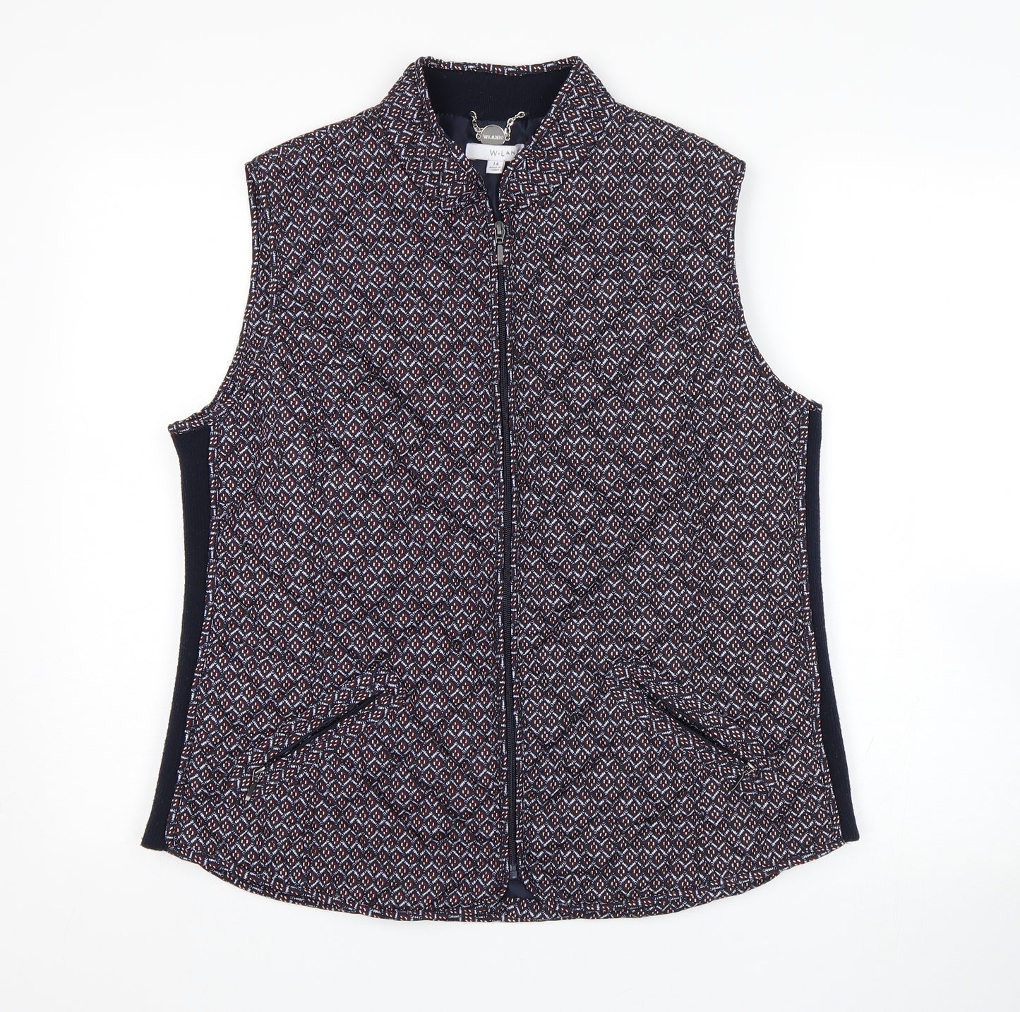 W. Lane Womens Multicoloured Argyle/Diamond  Gilet Coat Size 14