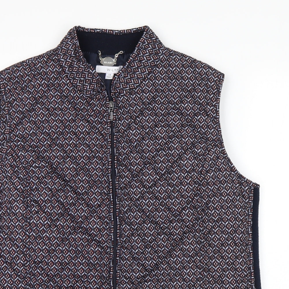 W. Lane Womens Multicoloured Argyle/Diamond  Gilet Coat Size 14