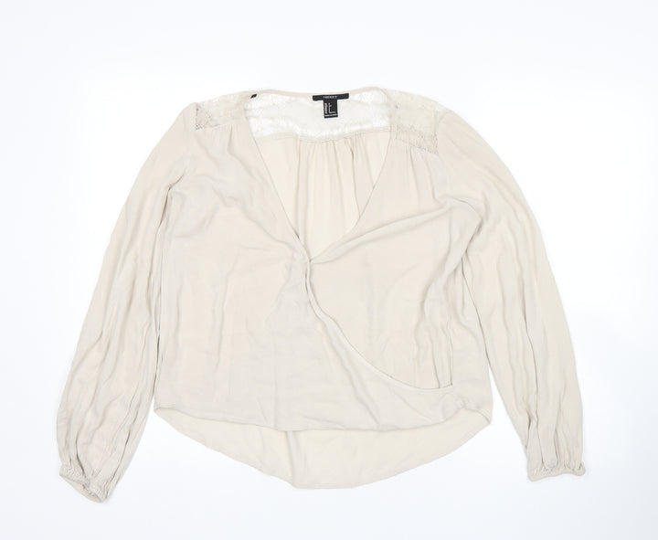 FOREVER 21 Womens Beige Basic Blouse Size S