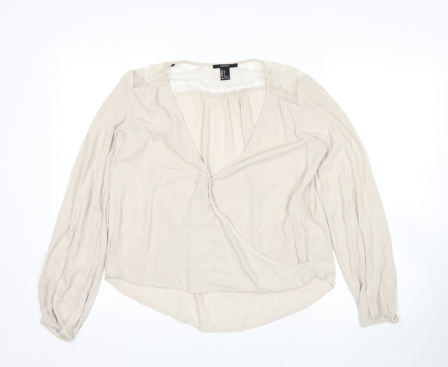 FOREVER 21 Womens Beige   Basic Blouse Size S