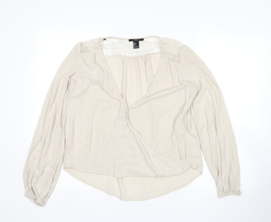 Front view of Forever 21 women’s beige basic blouse, size S