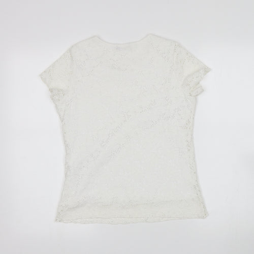 Brittany Black Womens White Floral  Basic Blouse Size S