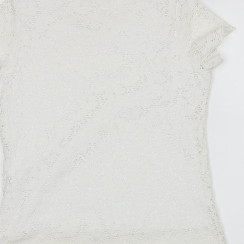 Brittany Black Womens White Floral  Basic Blouse Size S