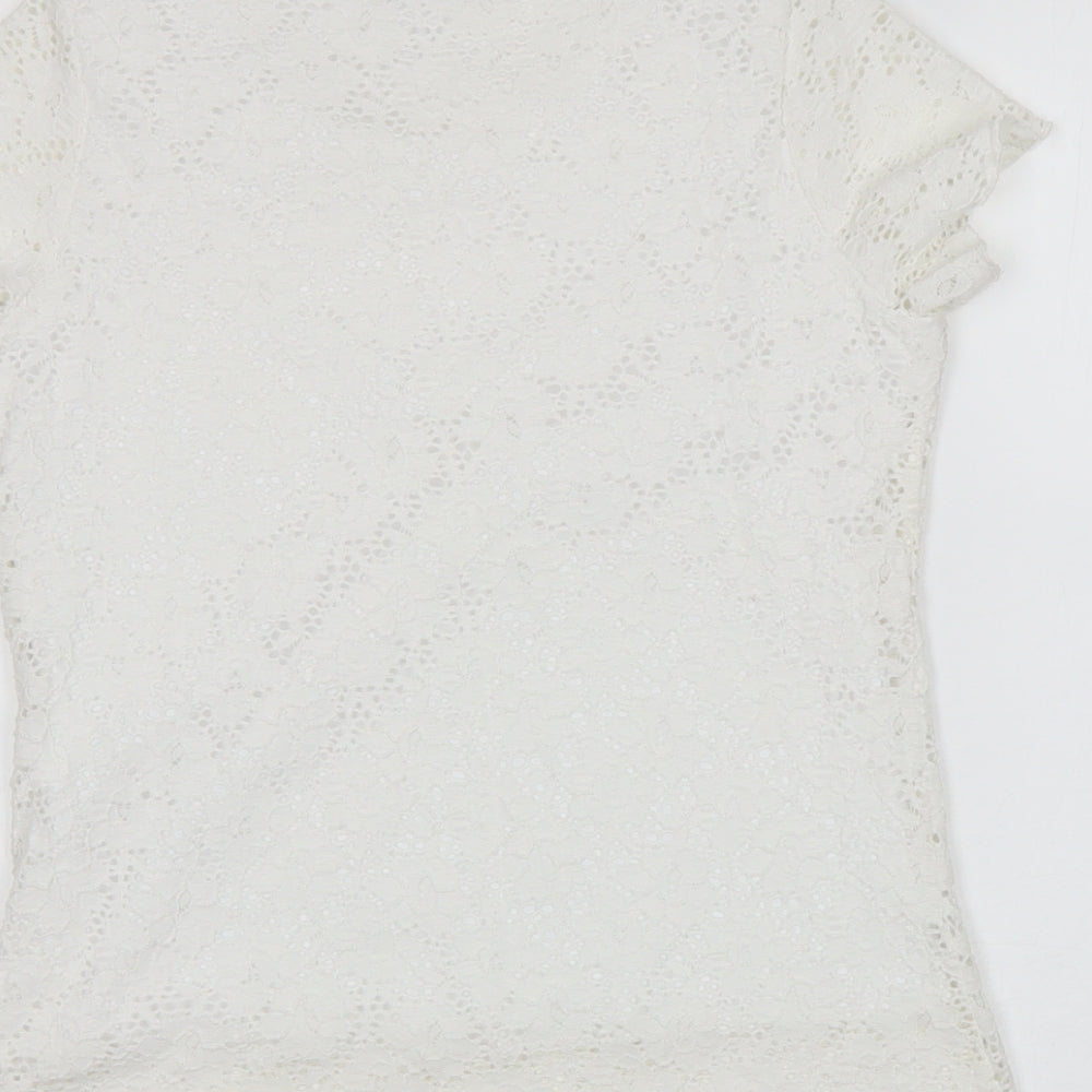 Brittany Black Womens White Floral  Basic Blouse Size S