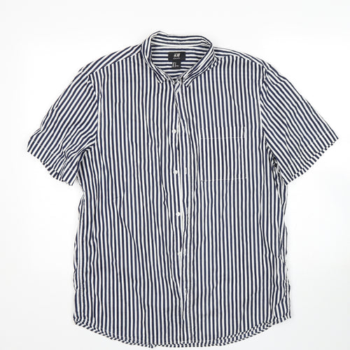 H&M Womens Multicoloured Striped  Basic Button-Up Size M