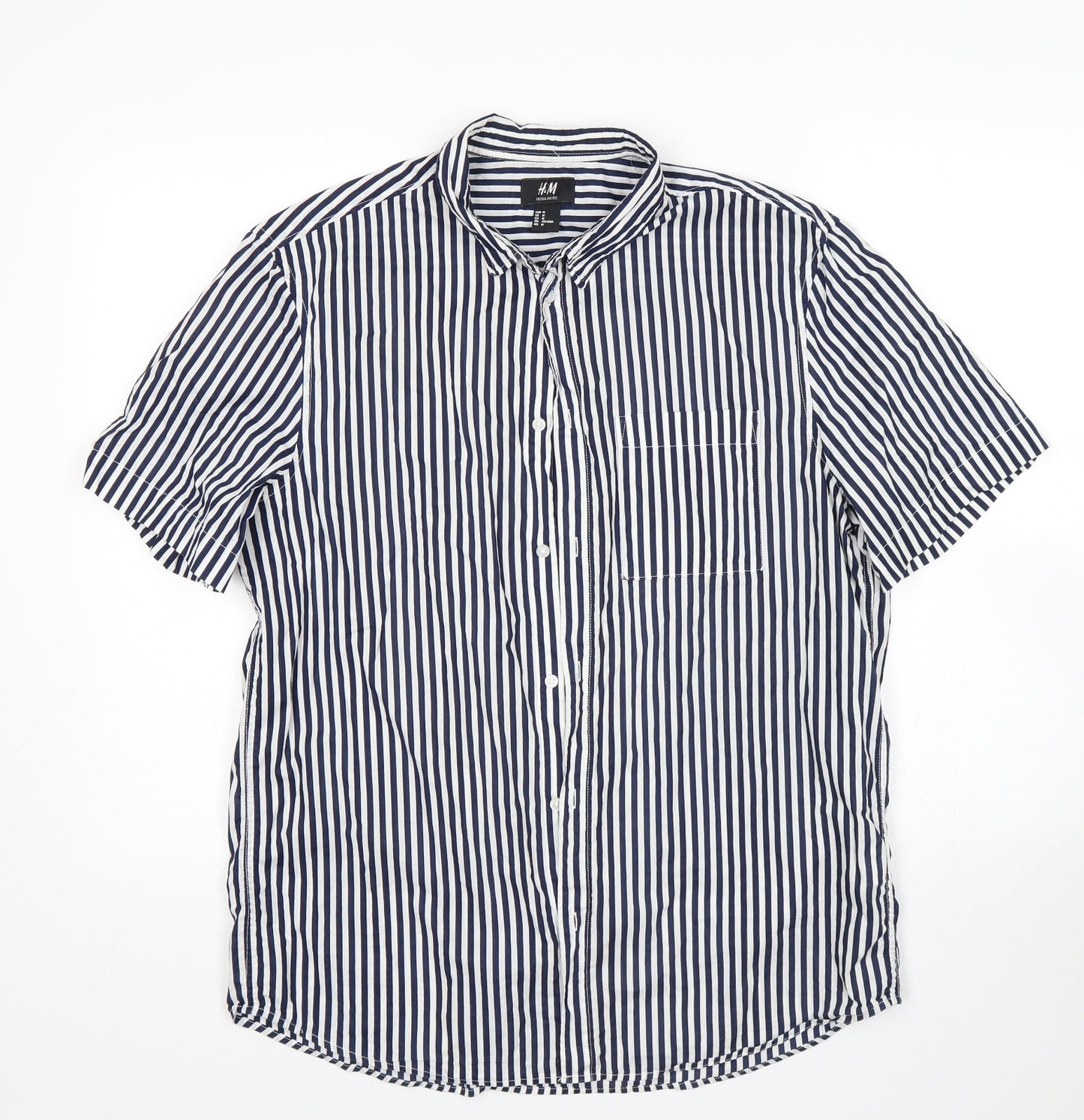 H&M Womens Multicoloured Striped  Basic Button-Up Size M