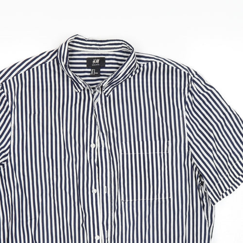 H&M Womens Multicoloured Striped  Basic Button-Up Size M