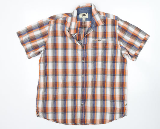 Front view of Dakota Grizzly men’s multicoloured plaid button-up, size XL