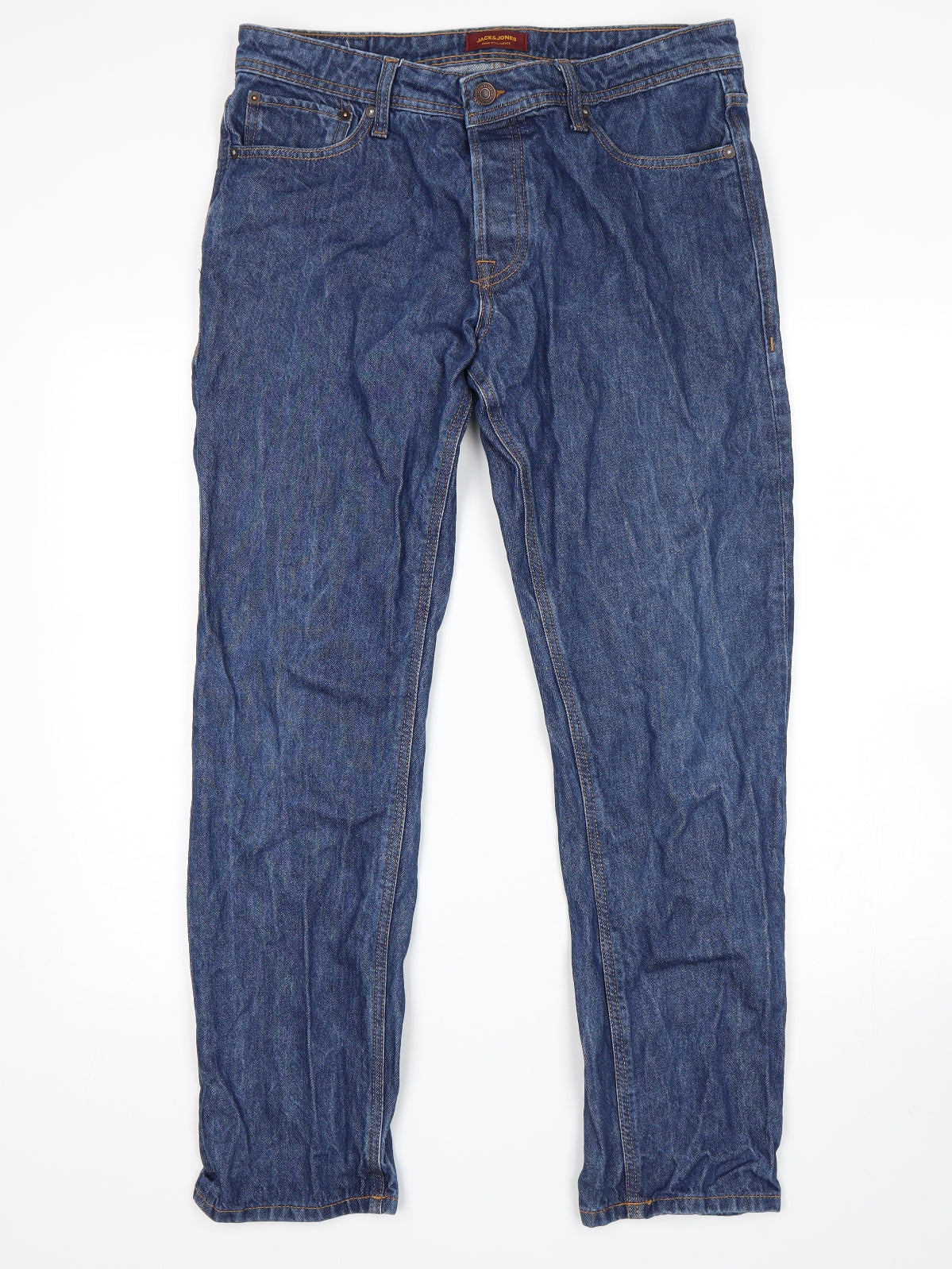 JACK & JONES Mens Blue   Straight Jeans Size 34 L29 in