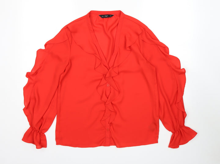 F&F Womens Red Basic Button-Up Size 10