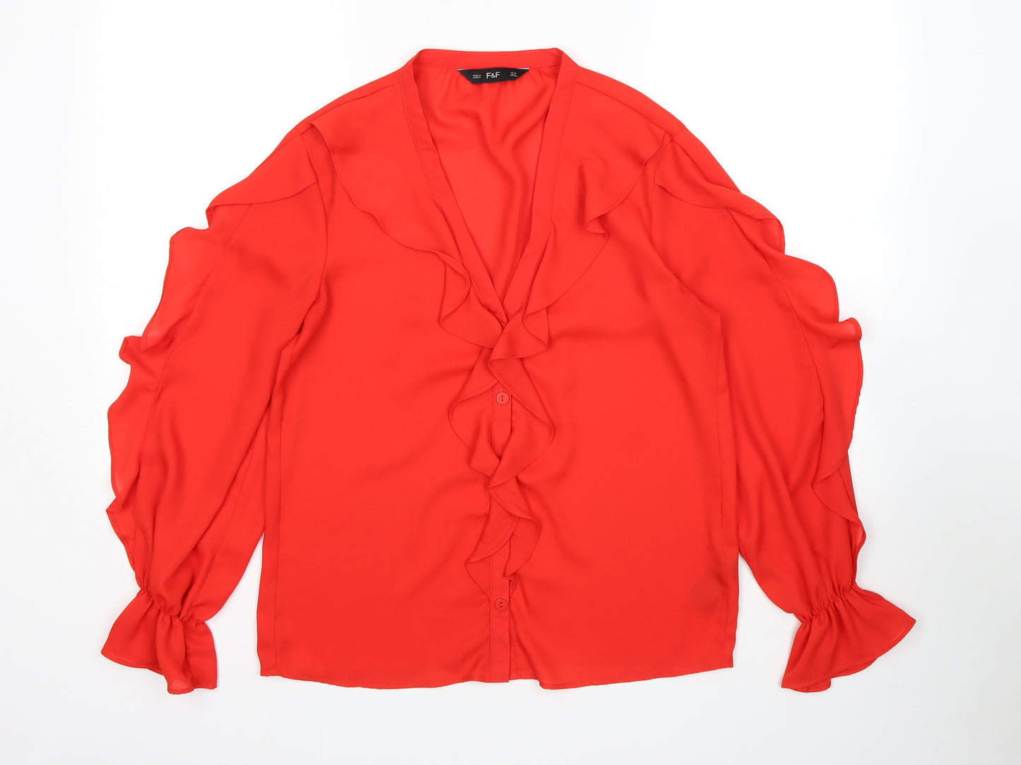 F&F Womens Red   Basic Button-Up Size 10