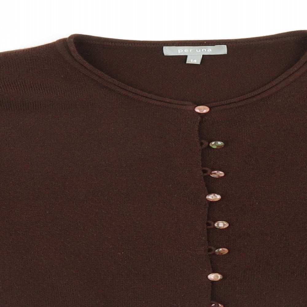 Per Una Womens Brown   Cardigan Jumper Size 14